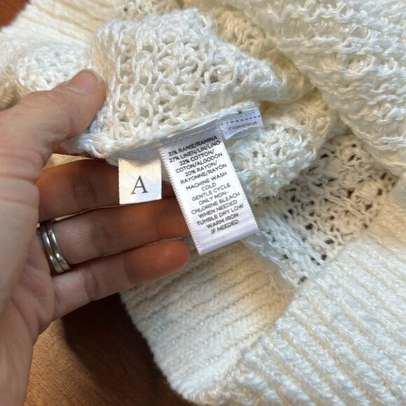 LOFT Beach Crochet Sweater Mini Dresss White Size Large Cotton Linen Blend - Picture 5 of 5